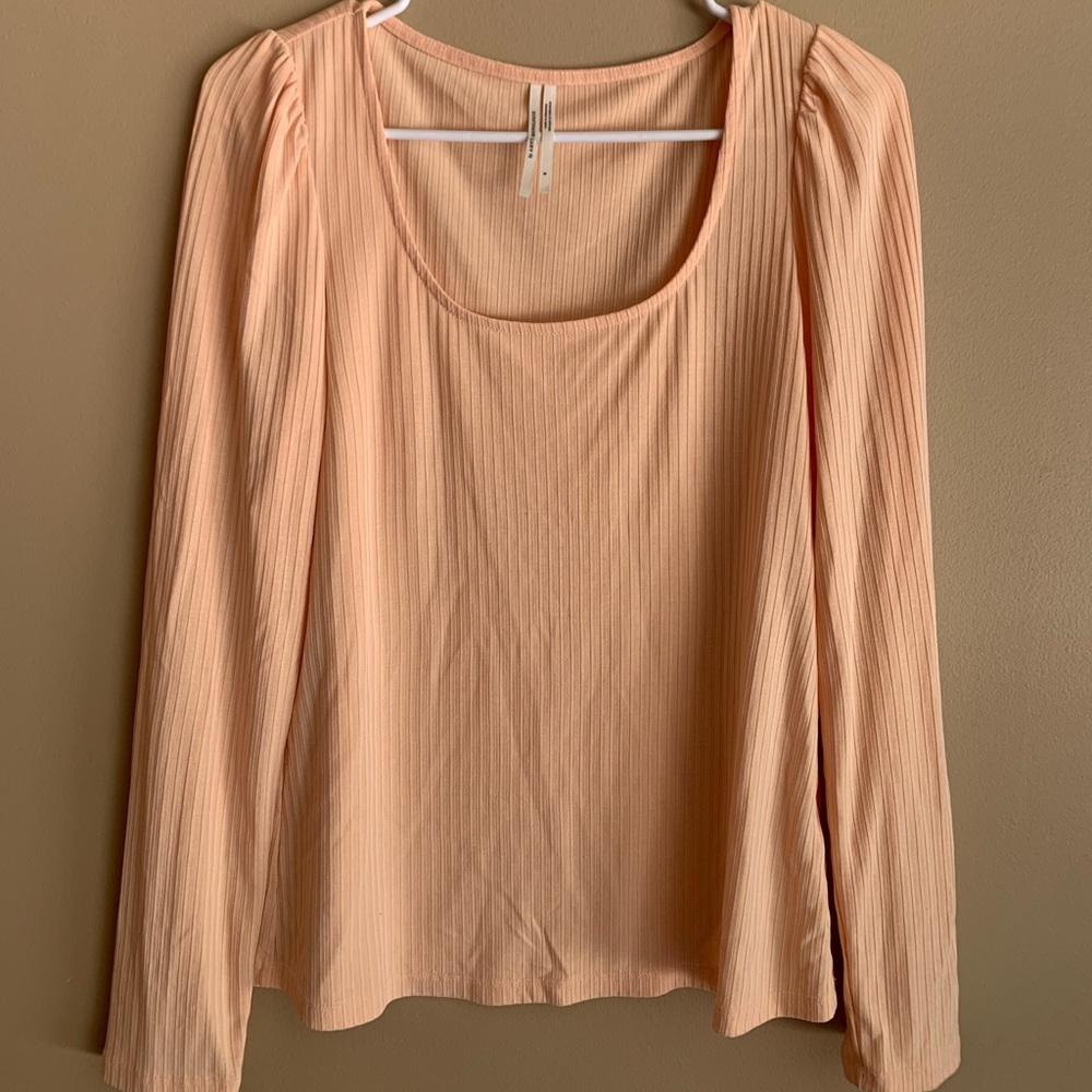 Anthropologie peach ribbed top